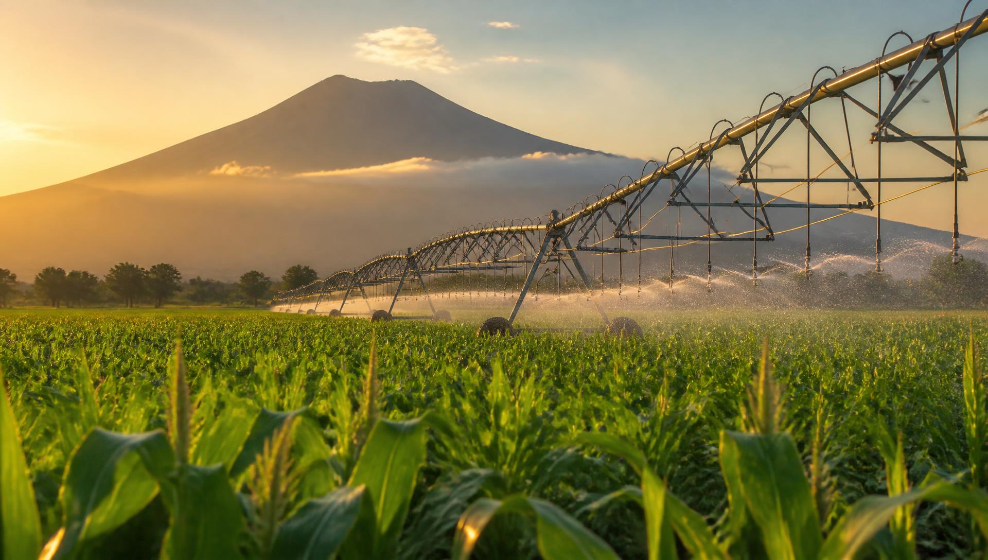 Irrigated maize field at sunrise in northern Tanzania